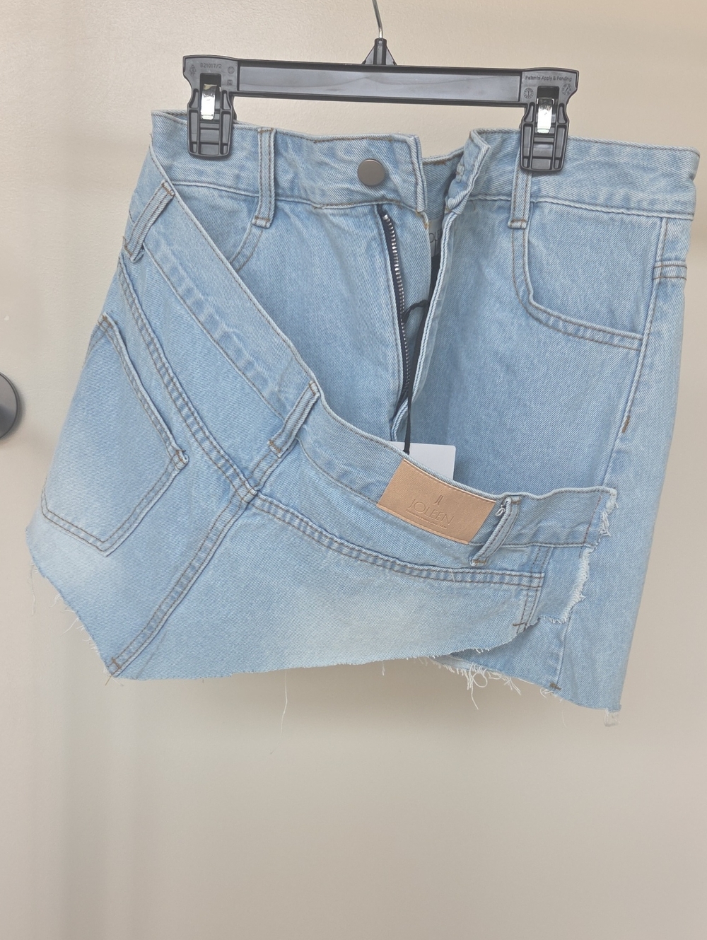 Light Blue Denim Mini Skirt with Raw Hem - Women Jeans